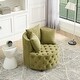 preview thumbnail 1 of 10, Velvet Upholstered Swivel Chair for Living Room, Tufted Barrel Chair Corner Chair with Movable Wheels & 3 Pillows, Avocado Green