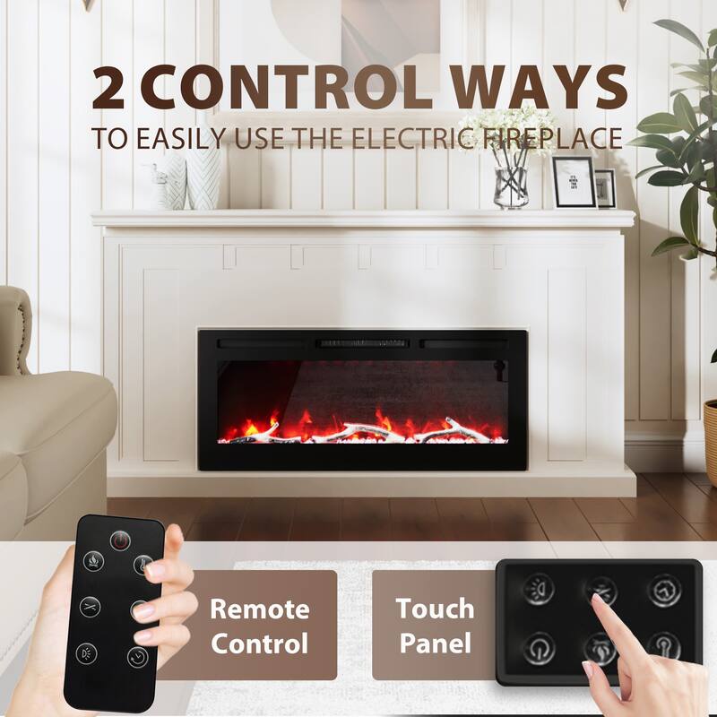 Clihome 30-72Inch Recessed Wall-mounted w/ RC (1500W) Electric Fireplace