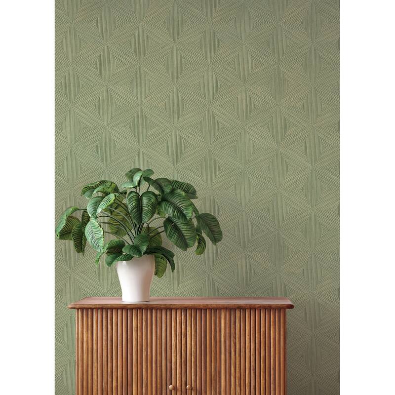 A-Street Prints Anara Green Geo Faux Grasscloth Wallpaper