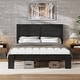 preview thumbnail 2 of 48, Wooden Platform Bed Frame with Large Under Bed Storage Dark Black - King
