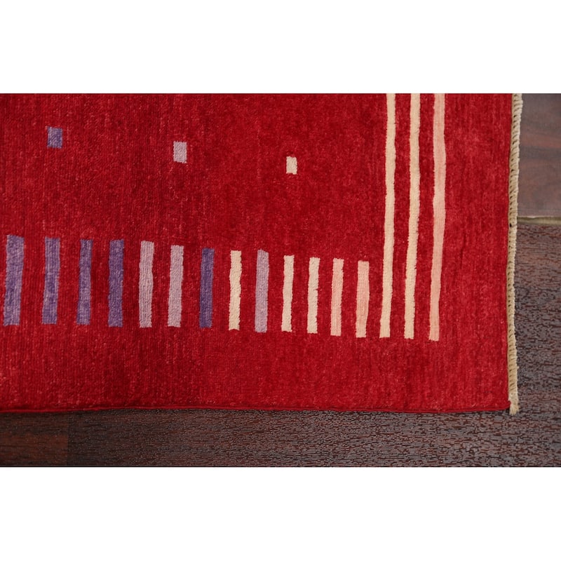 Geometric Gabbeh Kashkoli Area Rug Hand-knotted Oriental Wool Carpet - 2'7" x 4'0"