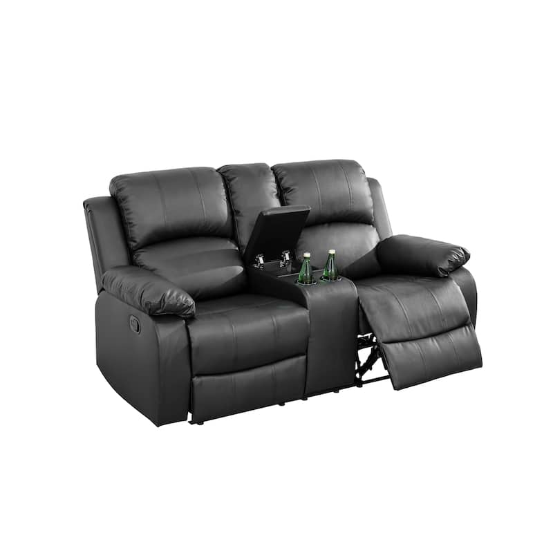 Black Semi PU And PVC 3-Piece Couch Living Room Sofa Set