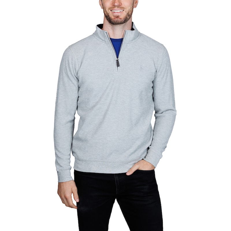 Tailorbyrd Men's Cozy Knit Quarter Zip Pullover - Grey Heather - XL