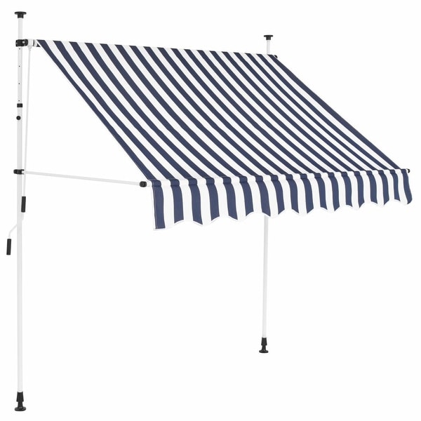 vidaXL Manual Retractable Awning 59" Blue-White Stripes