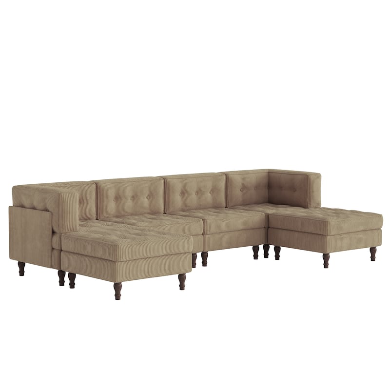 Oversized Modular Sectional Corduroy Fabric Tufted Sofa