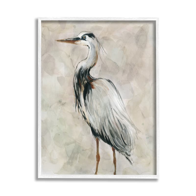 Stupell Crane Bird Portrait Looking Left Neutral Watercolor Framed Wall Art - Grey