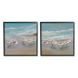 Stupell Sandpipers Flock Summer Beach Sand 2 Piece Framed Giclee Art ...