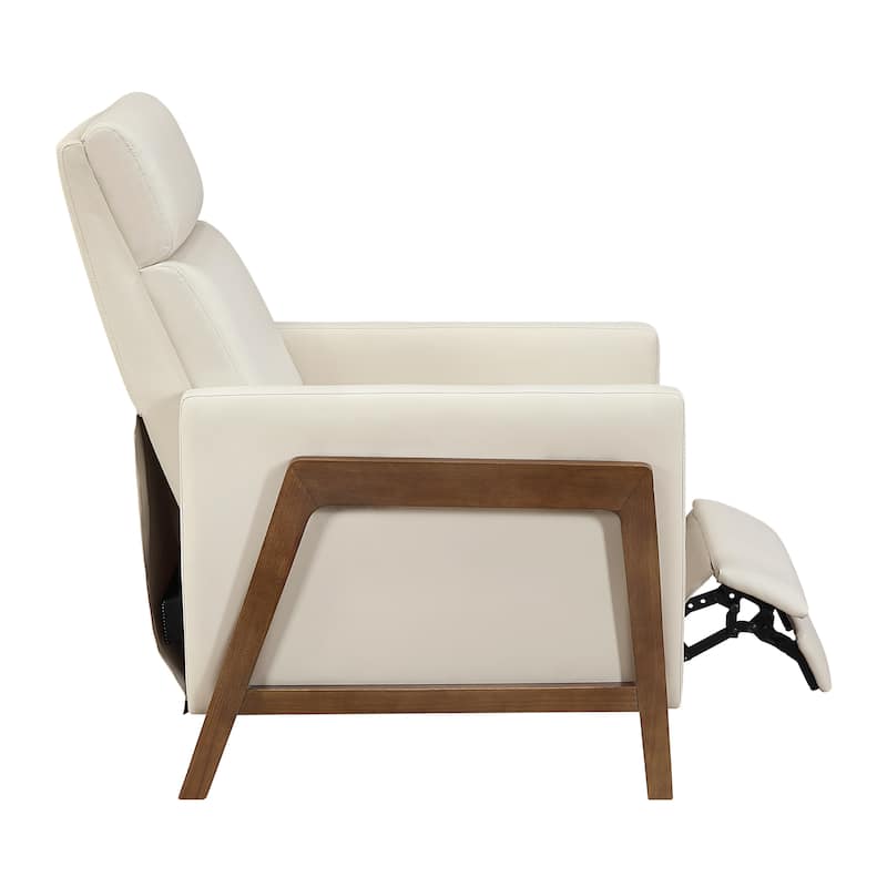 Enzo 29" Faux Leather Push Back Recliner with Exposed Wood Frame