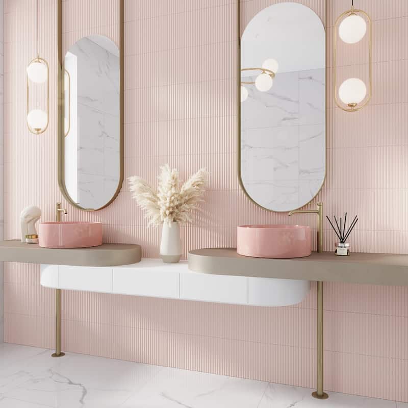 Apollo tile 2" x 8" Arte Matte Pink Ceramic Tile (4.1 sq ft/case) - 38 Pack