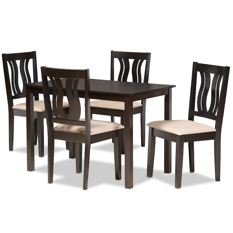 Fenton Modern and Contemporary Transitional 5-Piece Dining Set - Beige