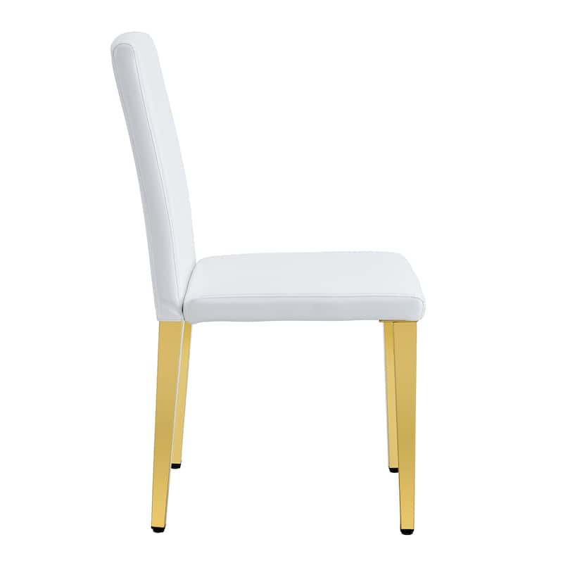 Set Of 2 Pu Leather Backrest Chairs With Gold Metal Legs, 16.2*18.5*34.6 Inches
