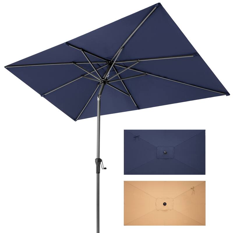 Crestlive Products 9 x 5 FT Crank-and-Tilt Patio Market Umbrella - Navy Blue