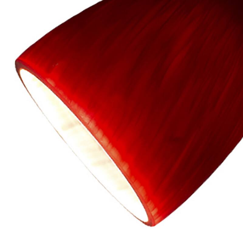 Hand Blown Glass Shade Track Light Head with Metal Frame, Red and Silver