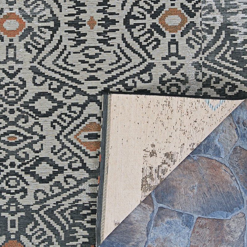 Dream Decor Rugs Gelato Sandawe Black Dark Gray Outdoor Area Rug