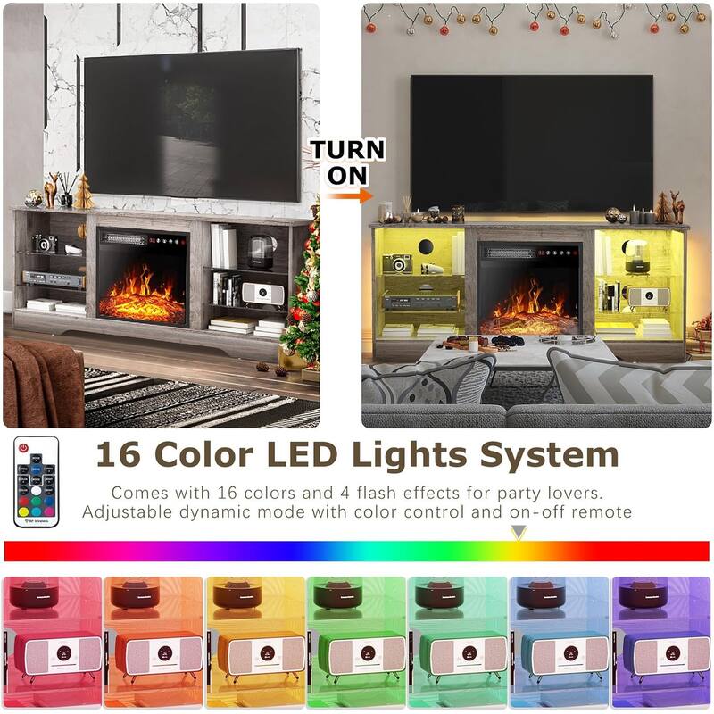 Bossin 58" Fireplace TV Stand with 18'' Electric Fireplace,Modern Entertainment Center for 65'' TVs,TV Cabinet