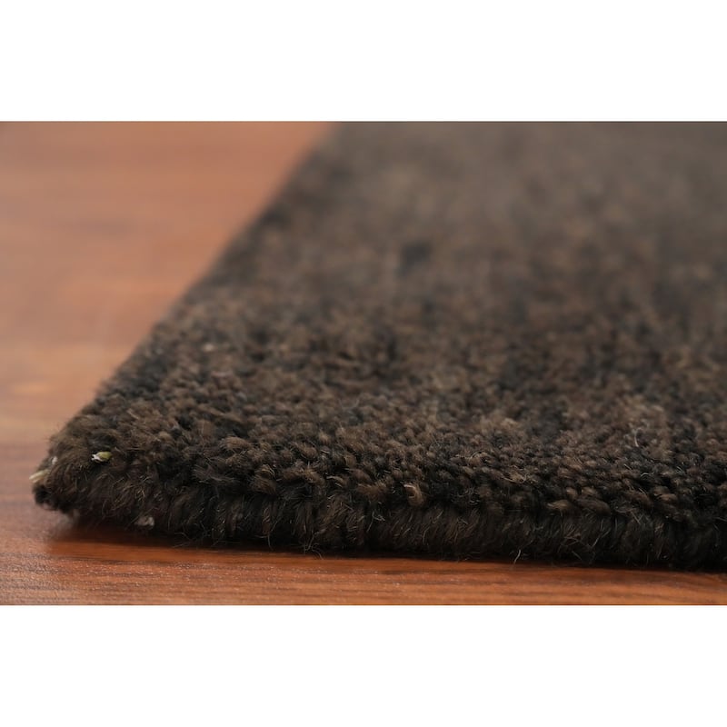 Hand Knotted Oriental 100% Wool Carpet Modern Solid Brown Gabbeh Area Rug - 6' 6'' X 5' 0''