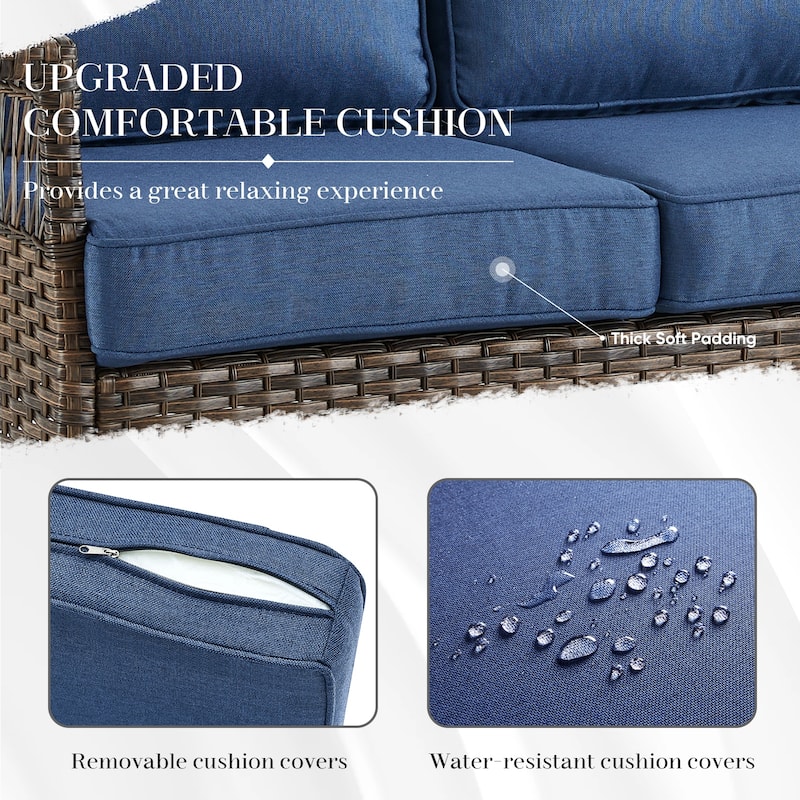 7 Piece Patio Sofa Swivel Chairs and Ottomans