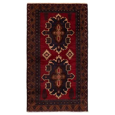 ECARPETGALLERY Hand-knotted Kazak Red Wool Rug - 3'6 x 6'2