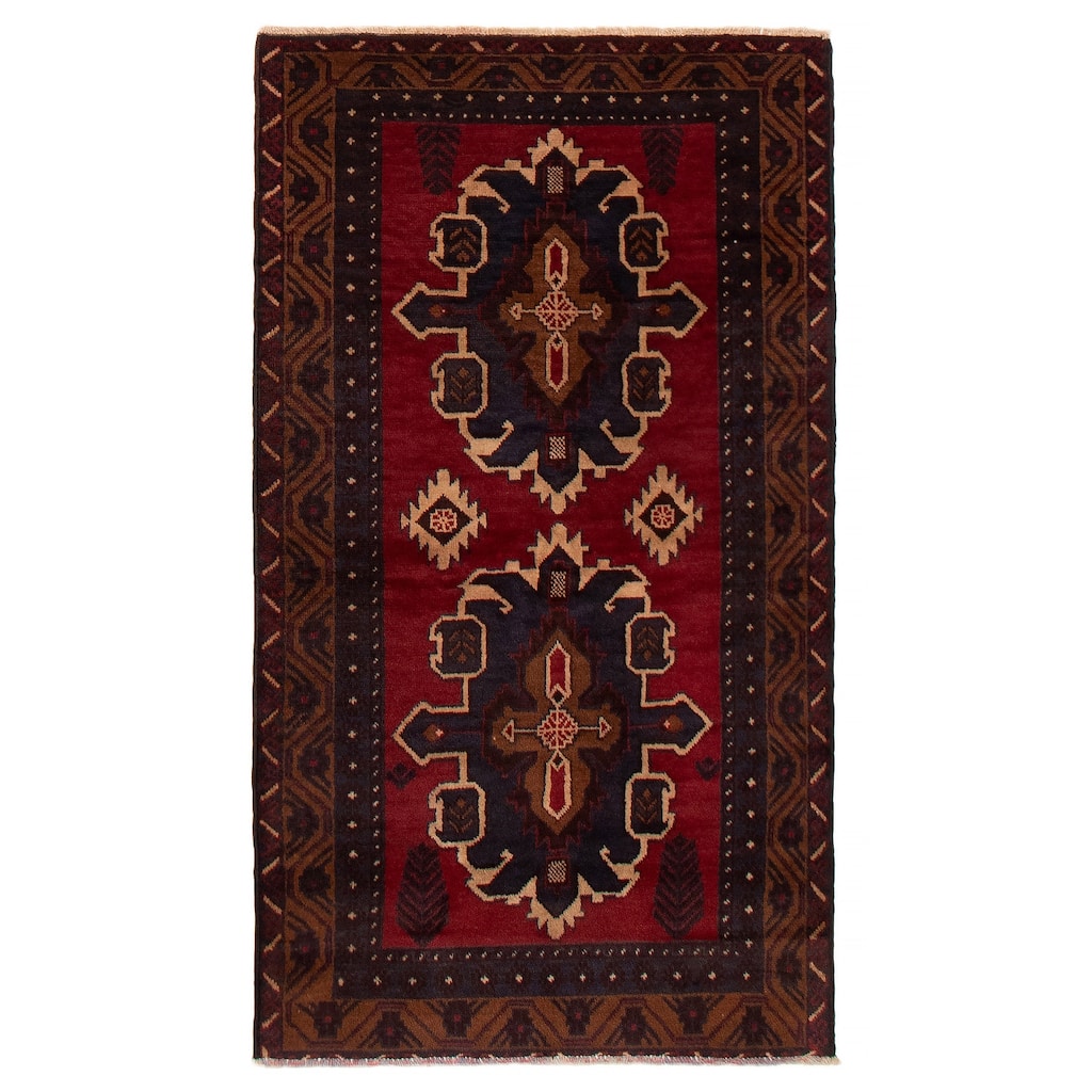 ECARPETGALLERY Hand-knotted Kazak Red Wool Rug - 3'6 x 6'2