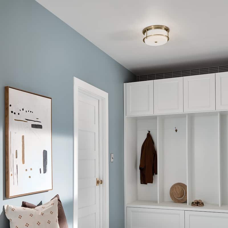 Kichler Lighting Brit 12 in. 2-Light Champagne Bronze Flush Mount Light with Satin Etched Glass