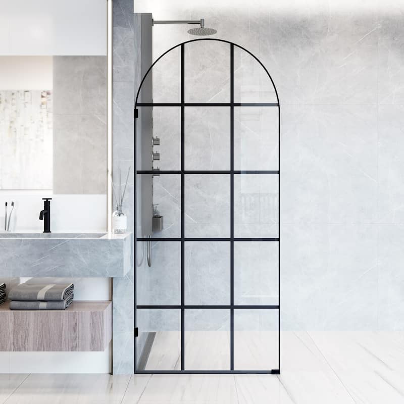Vigo VG6094GCL3478 Arden 78" High x 34" Wide Hinged Framed Shower Door - Matte Black
