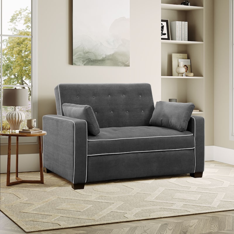Serta Morrison Queen Convertible Loveseat - Charcoal - Queen