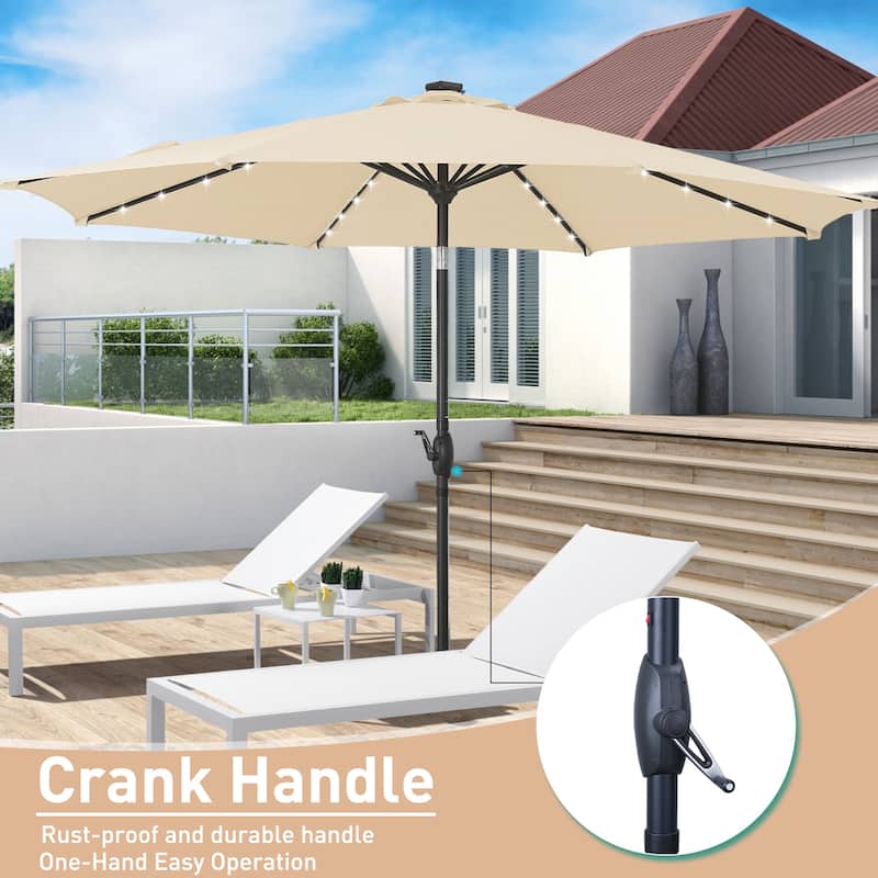 Ainfox 10ft Patio Umbrella with Lights Outdoor Solar Umbrella