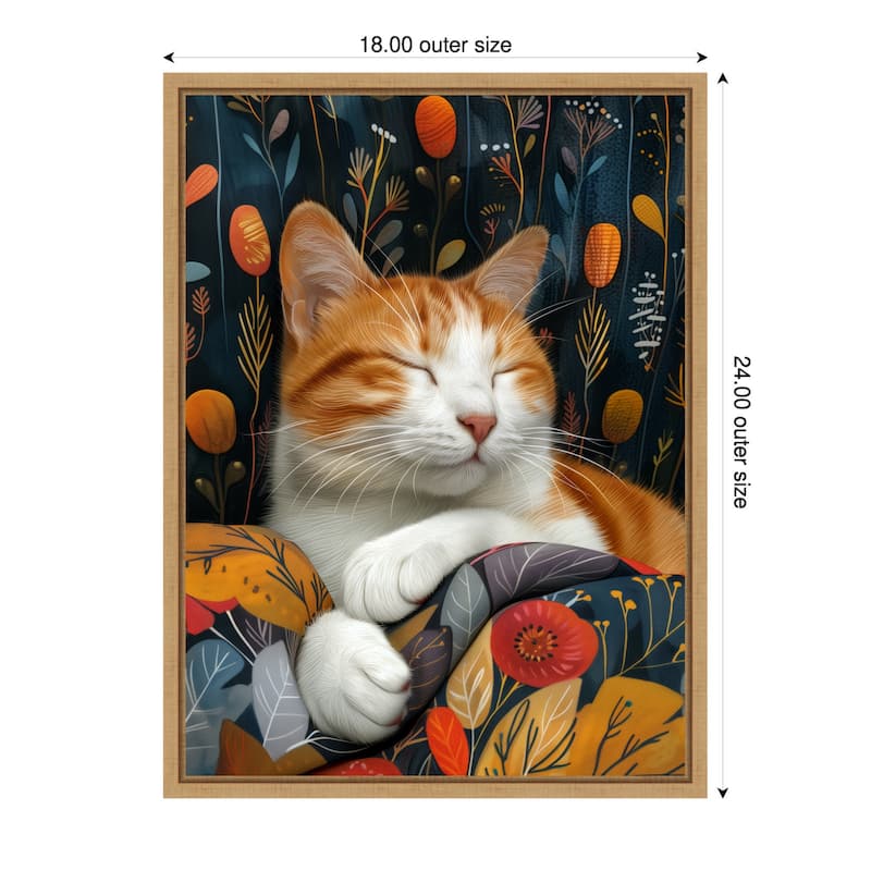 Kitty by Justyna Jaszke Framed Canvas Wall Art - 18 x 24 in
