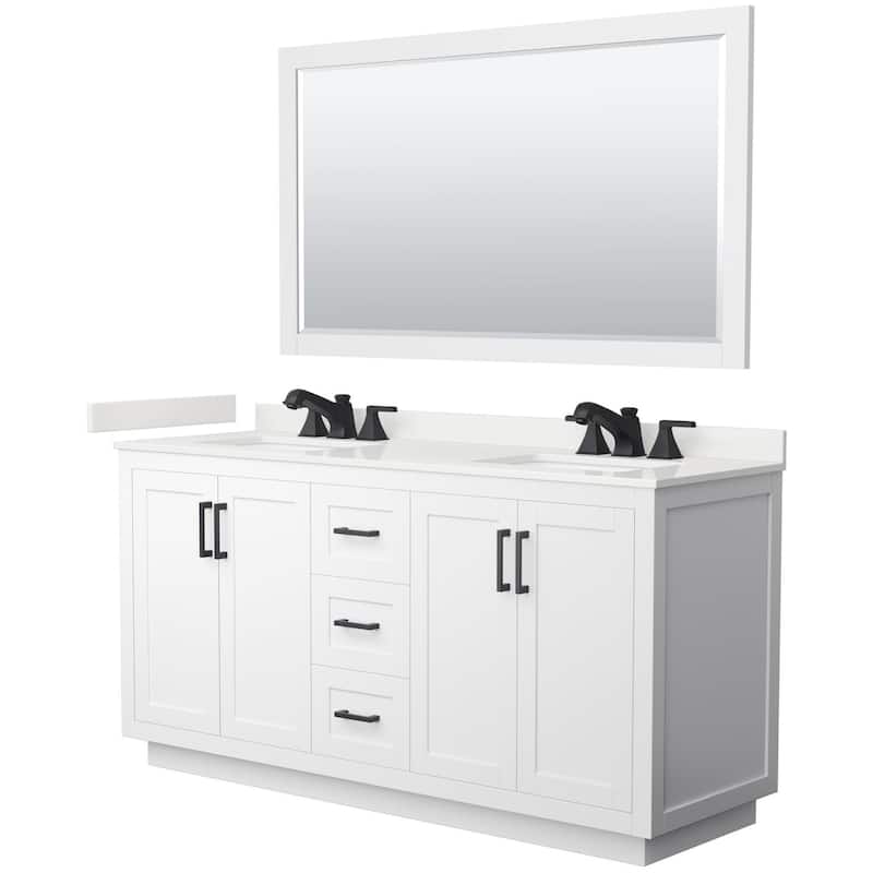 Wyndham Collection WCF292966D-QTZ-US3M58 Miranda 66" Free Standing - White / White Quartz Top / Matte Black Hardware
