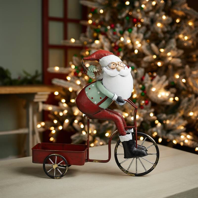Whimsical Santa Riding Bike