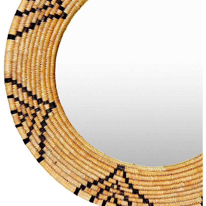 Livabliss Elys Woven Grass Boho Round Mirror