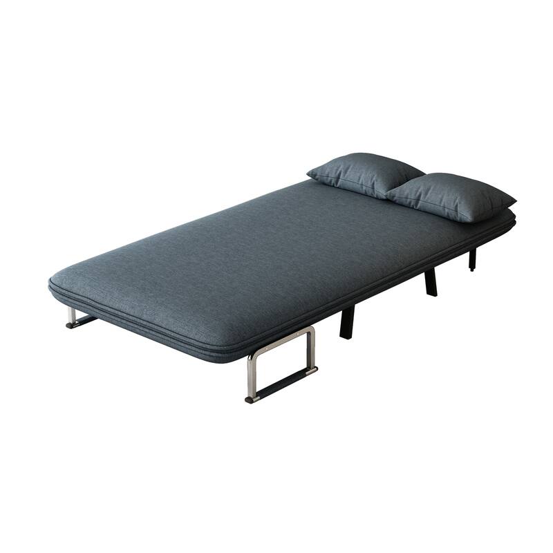 39-inch Tri-Fold Convertible Chair with Adjustable Backrest and Pillow Blue
