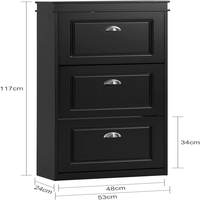 Black Shoe Cabinet with 3 Flip Drawers