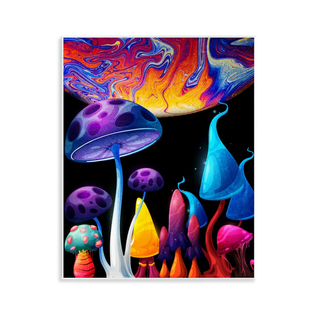 Stupell Whimsical Mushrooms in Space Wall Plaque Art Design By Kim Allen