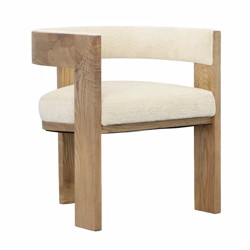 Nathan Ash Wood Upholstered Dining Chair - Off-White