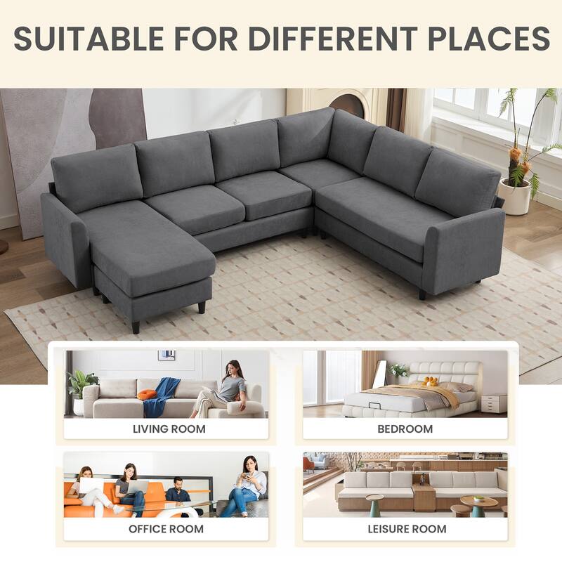 Snow Velvet Sectional Sofa