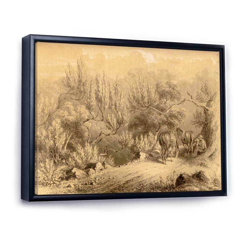 Designart "Vintage Cowboys In The West" Vintage Framed Canvas Wall Art Print