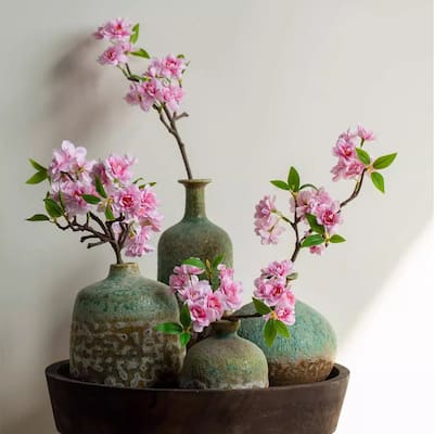 RusticReach Small Peach Blossom Flower Stem 16.5" Tall
