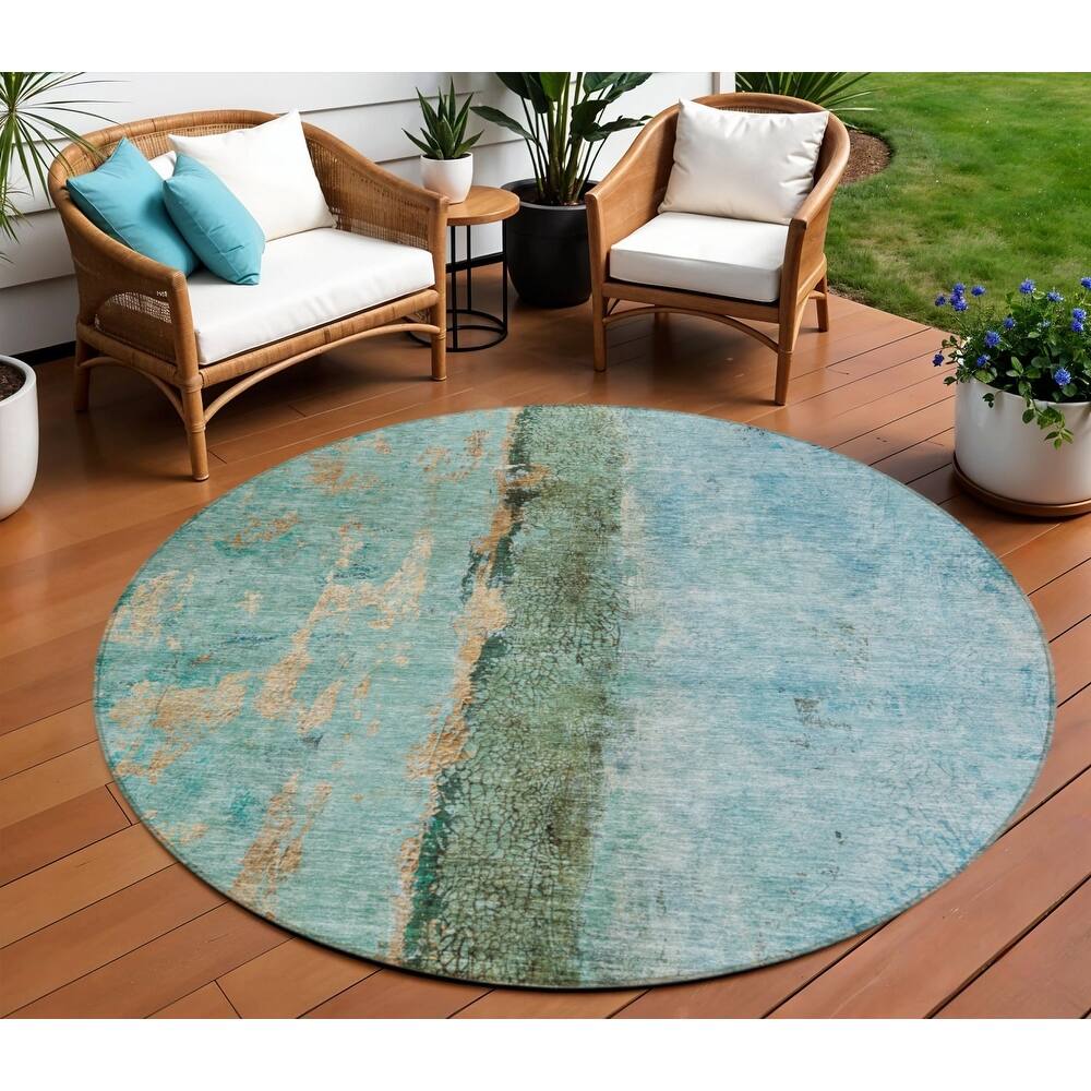Lulu Contemporary Abstract Easy-To-Clean Timeless Fusion Outdoor Rug