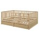 preview thumbnail 21 of 118, Roomfitters Twin Size Wood Daybed with Fence Guardrails, 2 Storage Drawers, Convertible Floor Bed, and Built-In Shelving