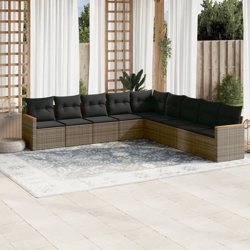 vidaXL Garden Sofa Set Black - 24.4 x 24.4 x 27.2 - Gray Large Without table