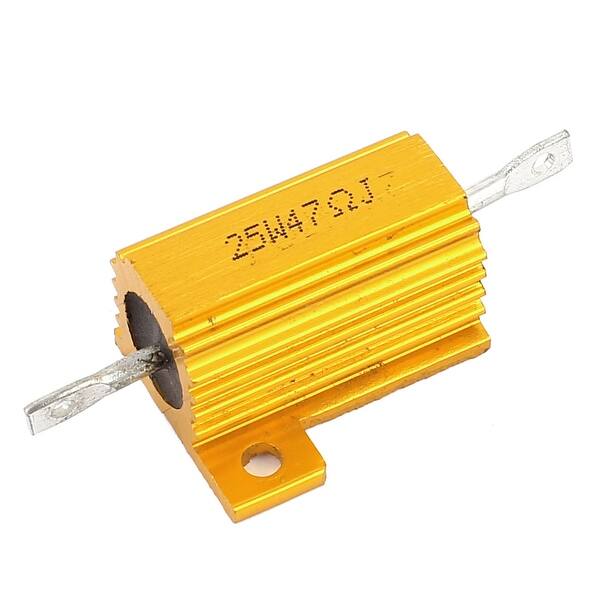 2 Résistances Fil Enroulé 25W 50 Ohm - Boîtier Aluminium Chassis Montage, Doré, Pour Projets électroniques