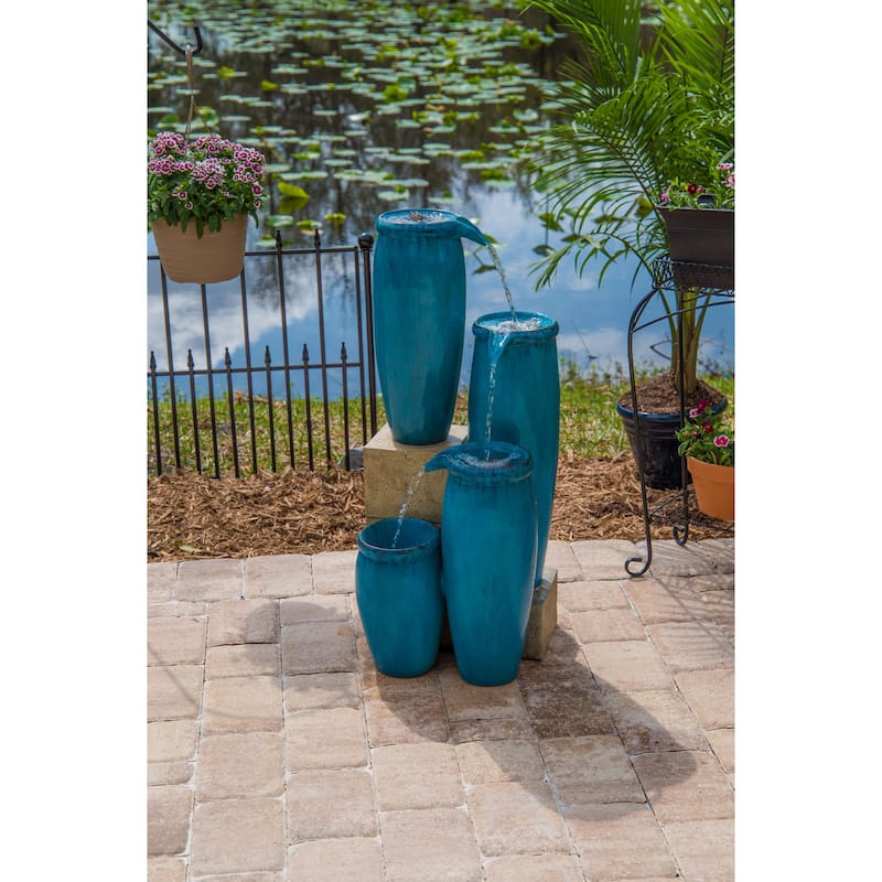 Kenroy Home Vessel Cascading Floor Fountain - Blue