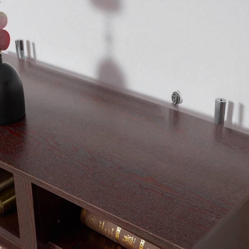 Mantel Stone 58" TV Stand with Faux Stacked Stone Surround, Modern Media Console with Open Storage & Cable Management