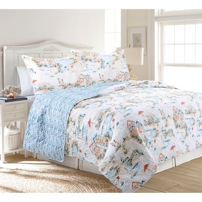 Beach Club Coastal Reversible Ultra-Soft Microfiber Quilt Set
