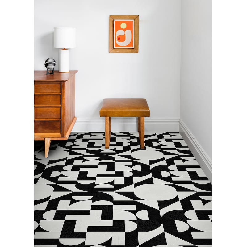 Very Gay Paint Gia Metric Black and White Peel and Stick Floor Tiles
