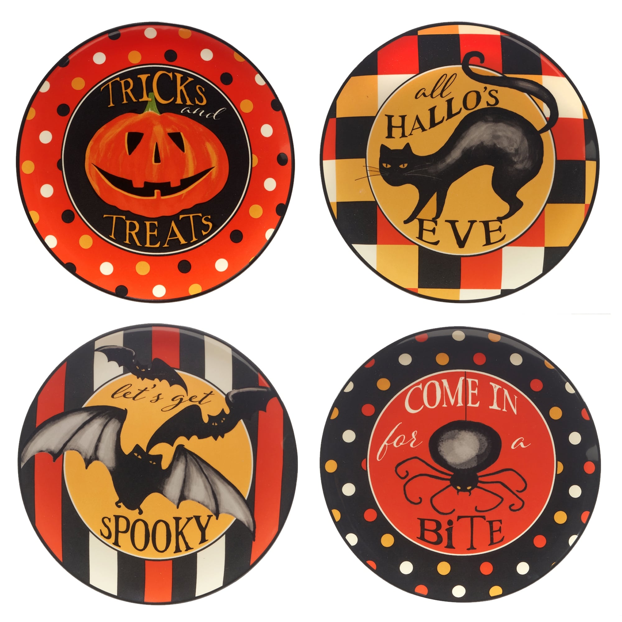 Certified International Spooky Halloween 8.75" Salad/Dessert Plate, Set of 4