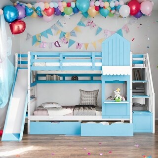 Beautiful Playhouse Inspired Twin-Over-Twin Castle Style Bunk Bed