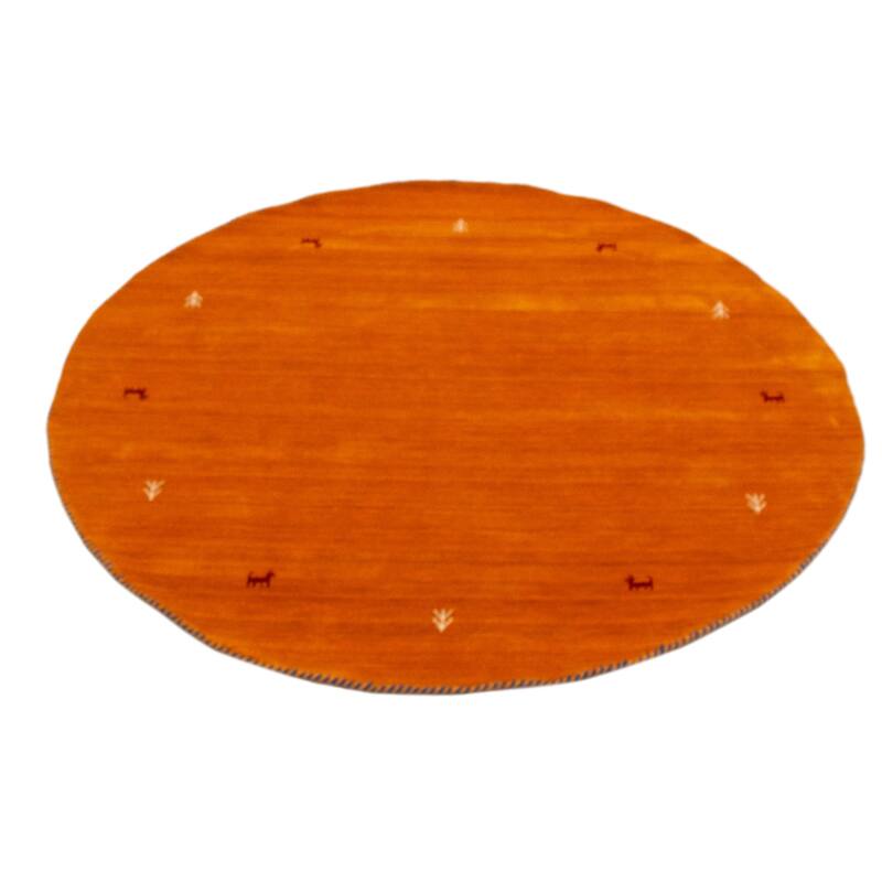 Kashkuli Gabbeh Orange Rug 4'10" x 4'10" - 4'10 x 4'10