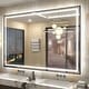 preview thumbnail 66 of 156, UL Certified Black Metal Framed LED Front Light and Backlit Anti-Fog Wall Bathroom/ Vanity Mirror 60" x 40"-Square Corner - Black
